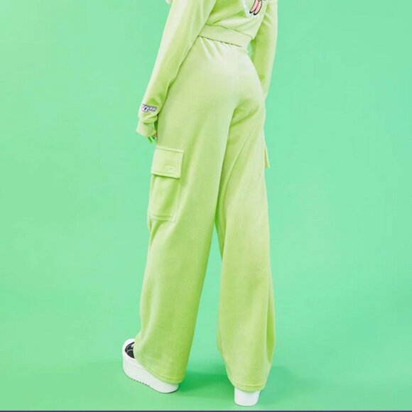 Dolls Kill X The Power Puff Girls -Ur Twisted Sister Velour Cargo Pants - Size S - Picture 4 of 4